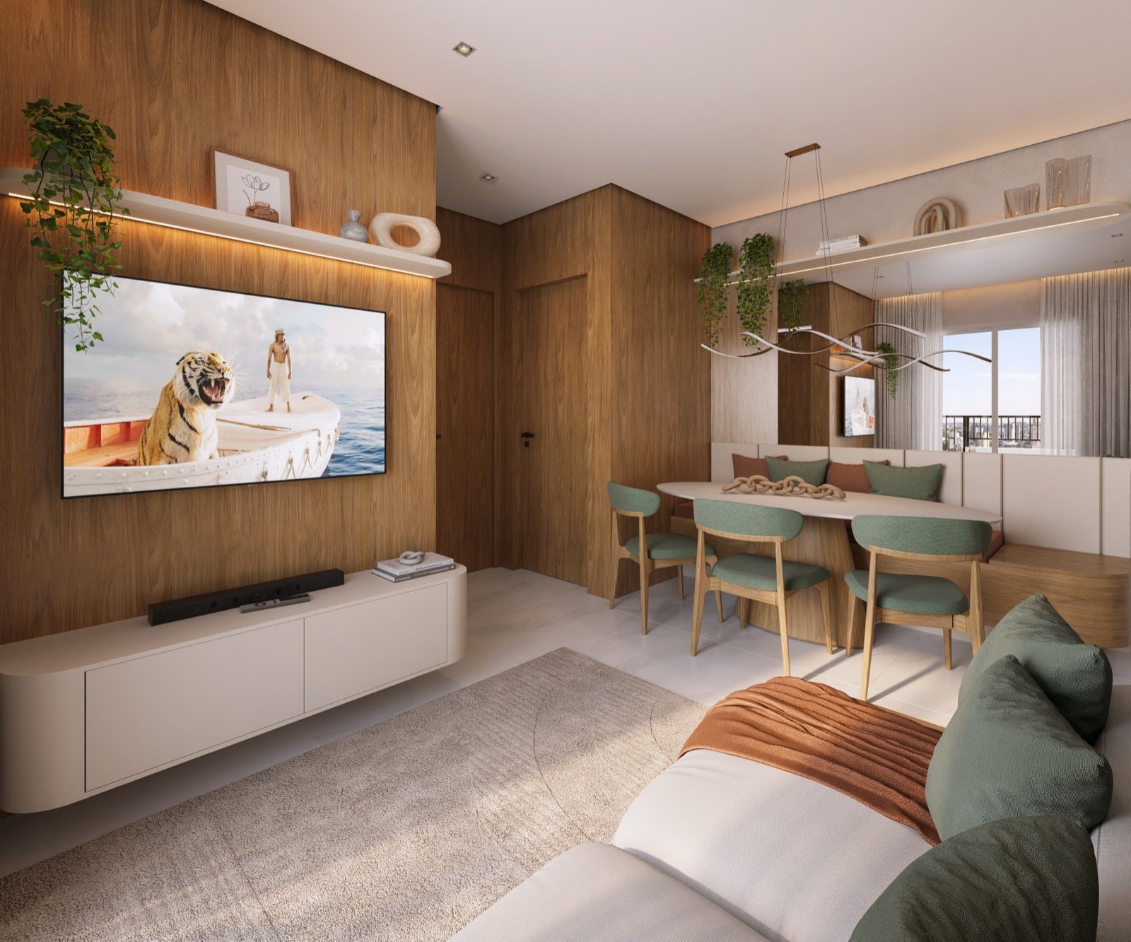 Living do apartamento de 2 dormitórios