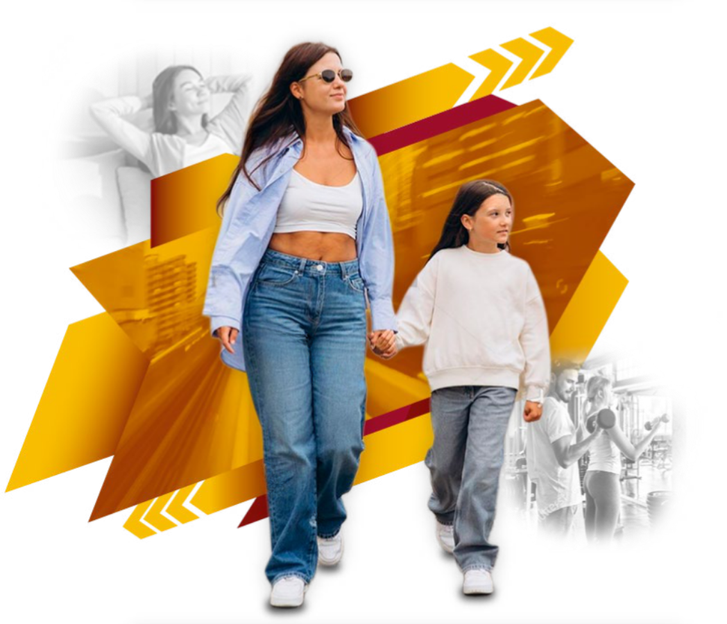 Mãe e filha caminhando, representando o novo estilo de vida no Mirage Itavuvu